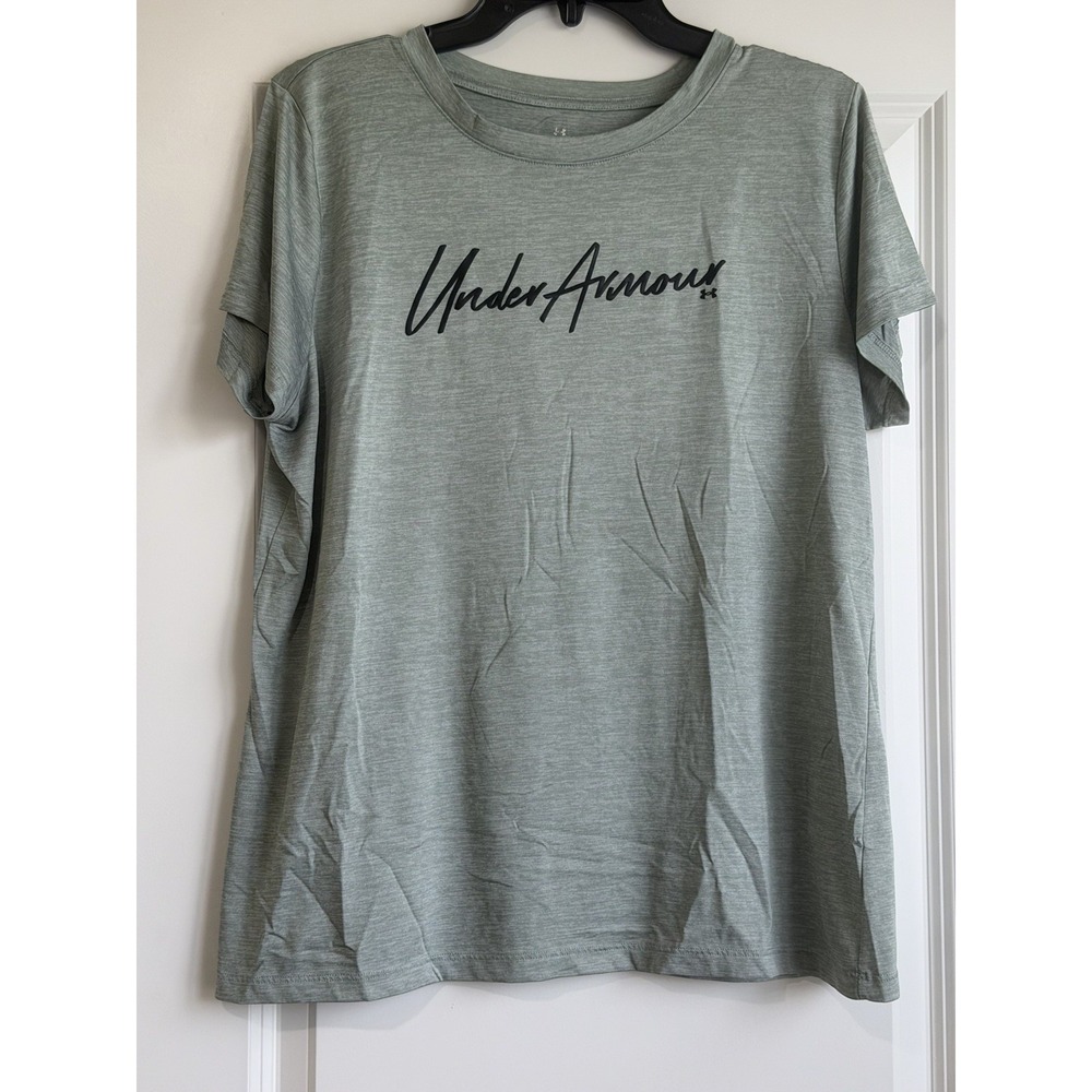 Under Armour Women's Short Sleeve Heathered Green Athletic T-shirt XL